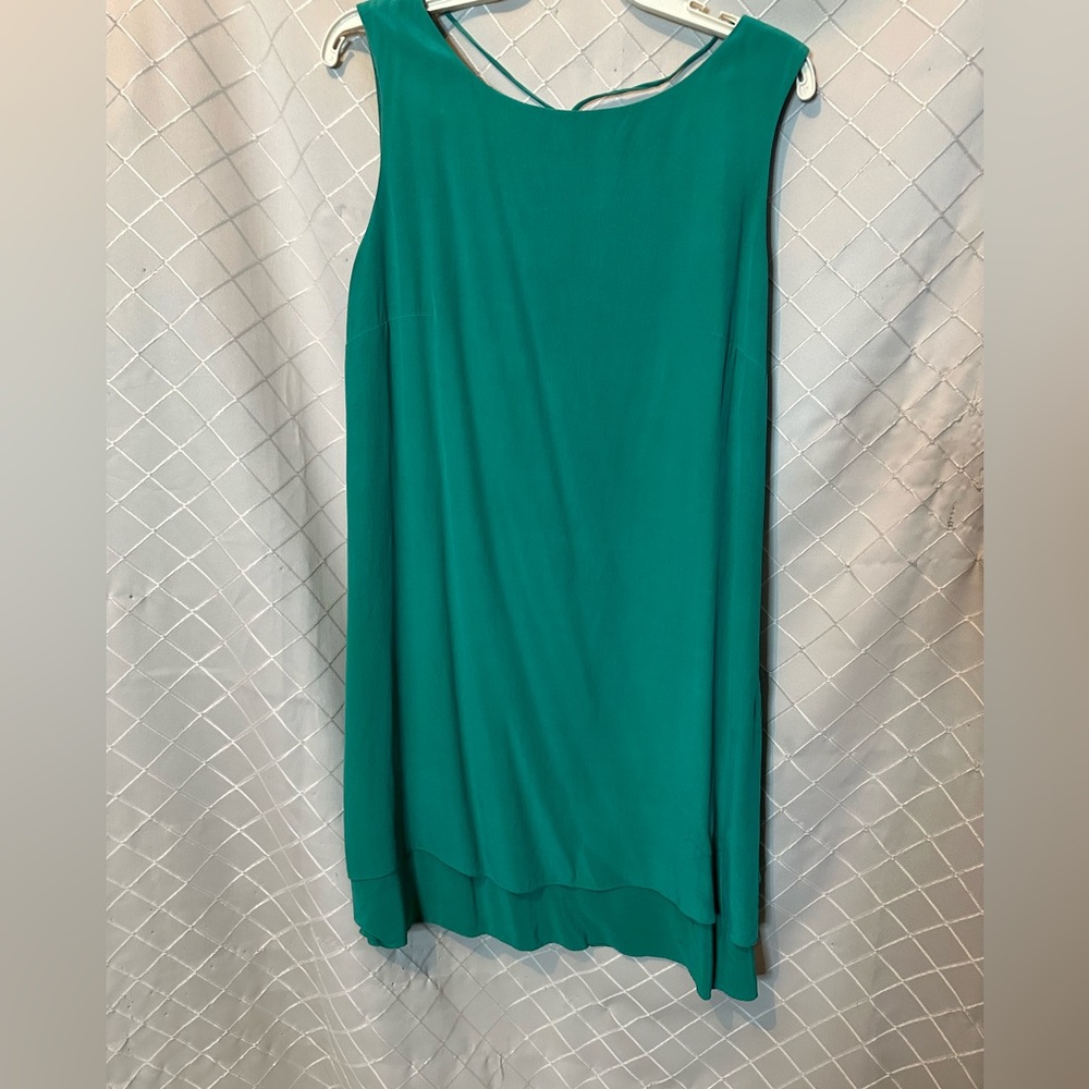 Pretty Liz Claiborne teal silk tiered dress, size 14